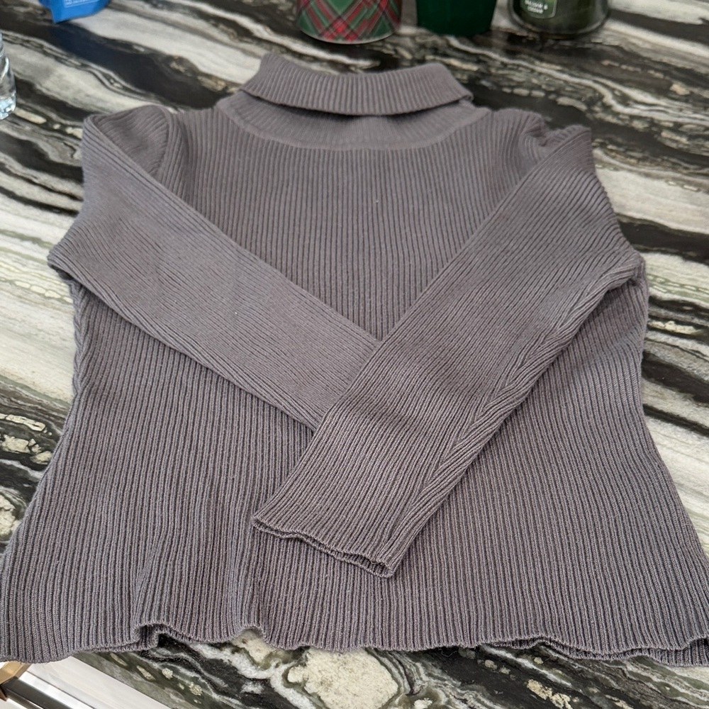 Jon & Anna Charcoal Ribbed Grey Turtleneck Sweater